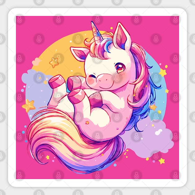 Happy unicorn with vivid colors Magnet by etherElric